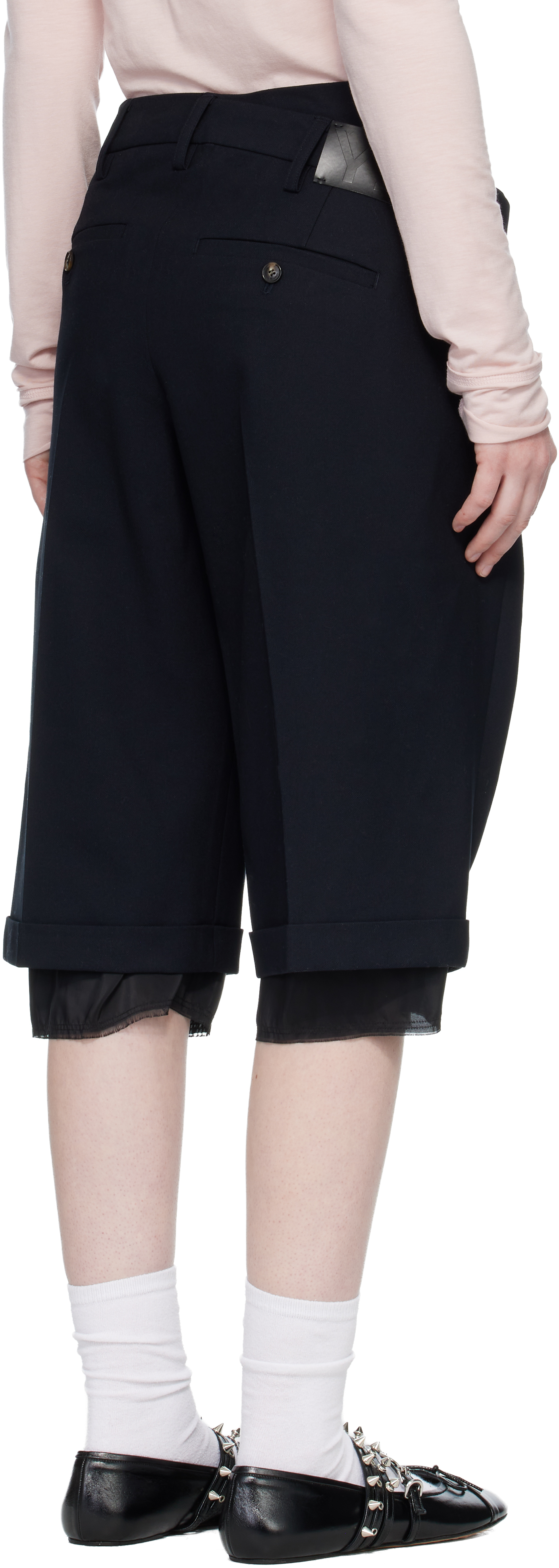 Black Wrap Over Bermuda Shorts