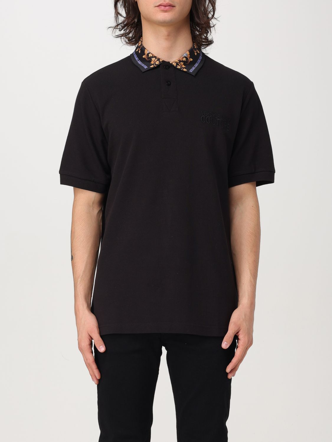 Logo-embroidered cotton polo shirt - Black