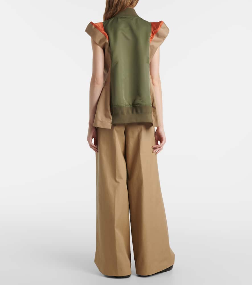 Paneled twill and gabardine vest