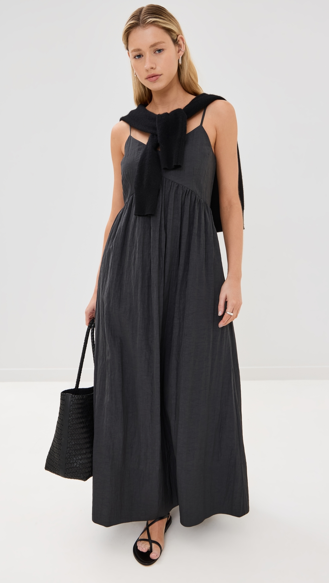 Taffeta Peninsula Dress Charcoal
