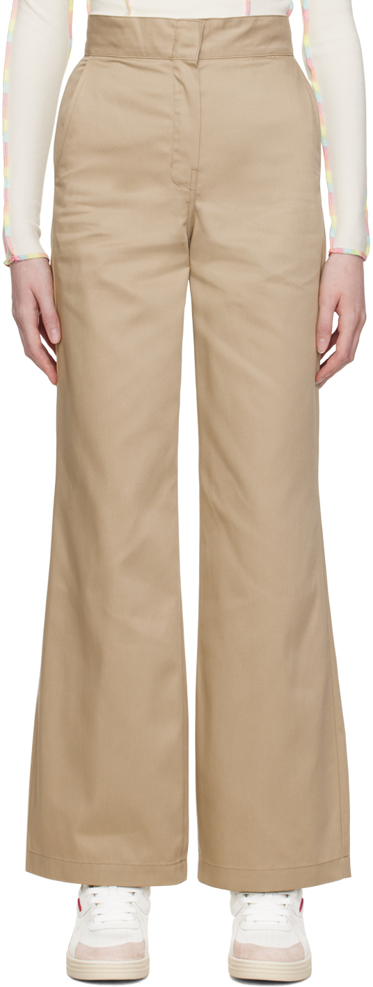 Beige reverse waistband slacks
