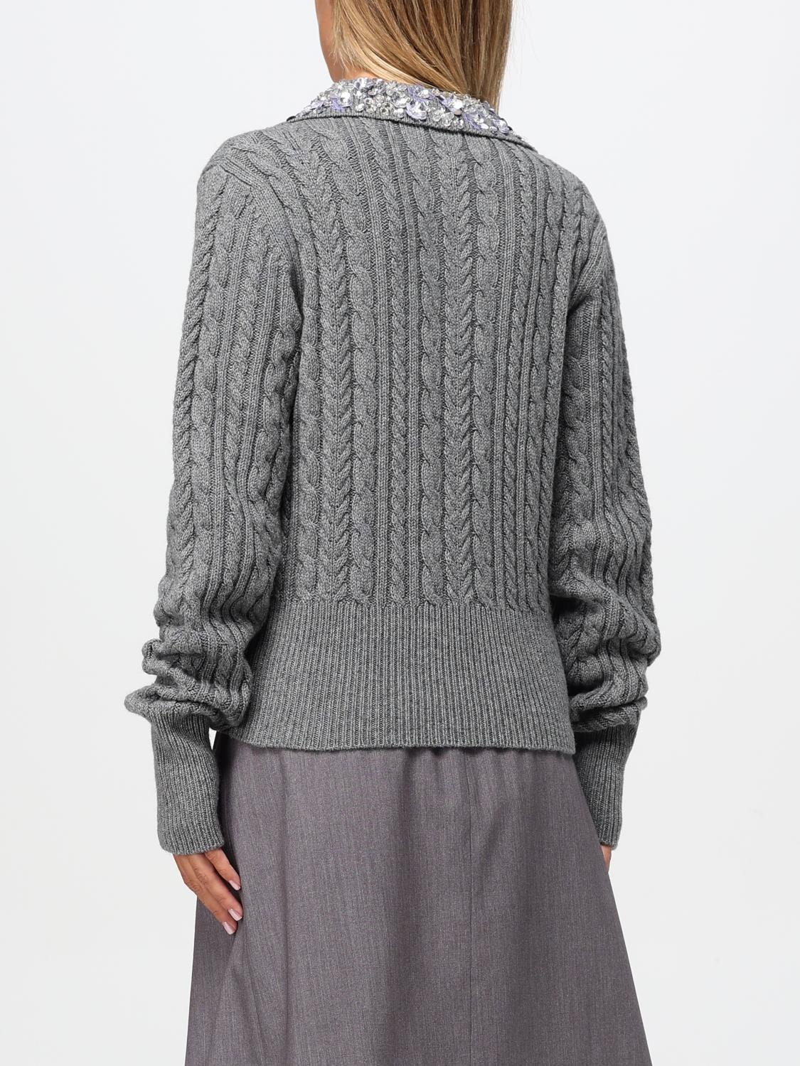 Floral appliqué cable knit top - Grey