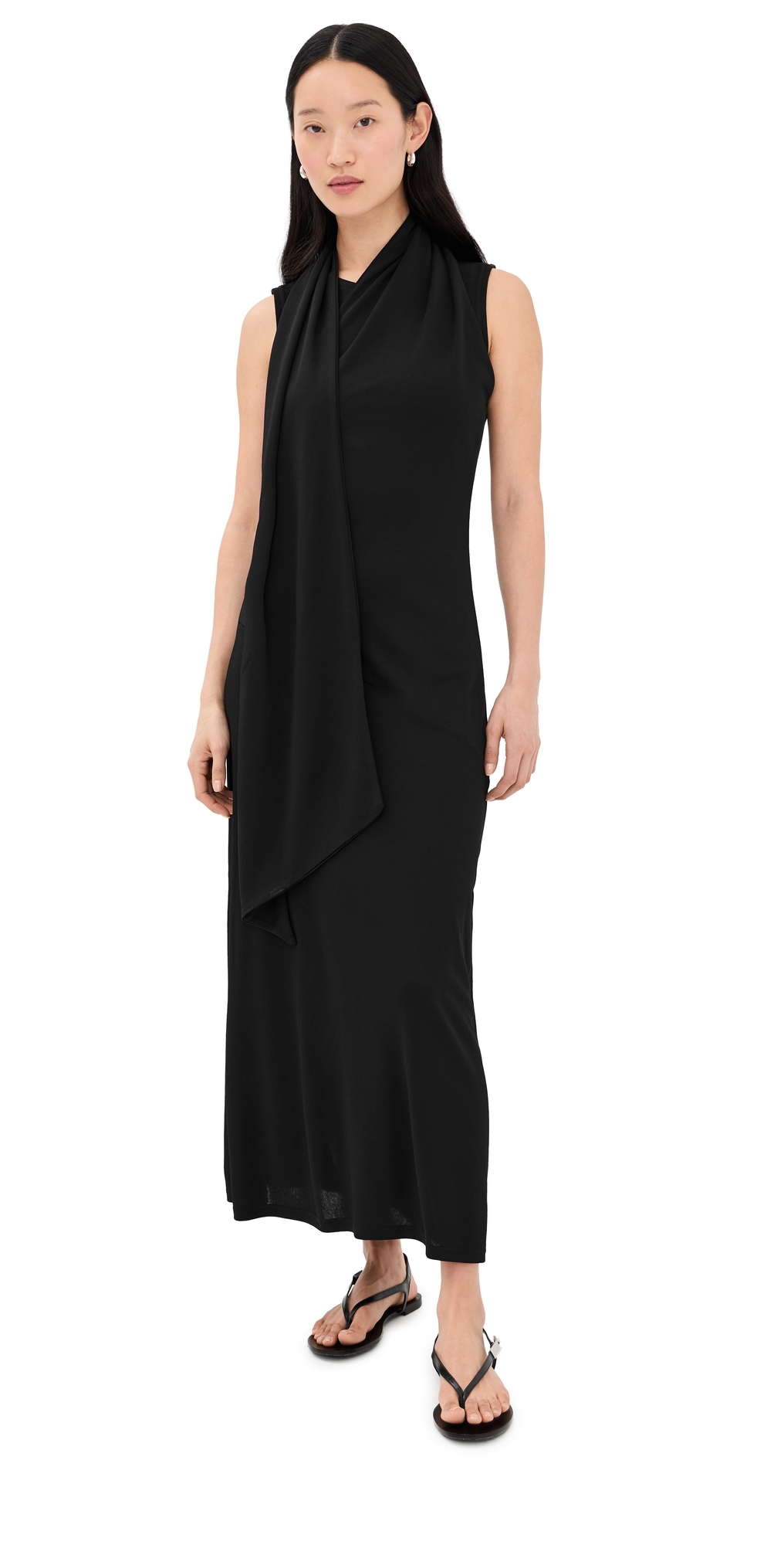 Sleeveless Maxi Lavalliere Dress Noir