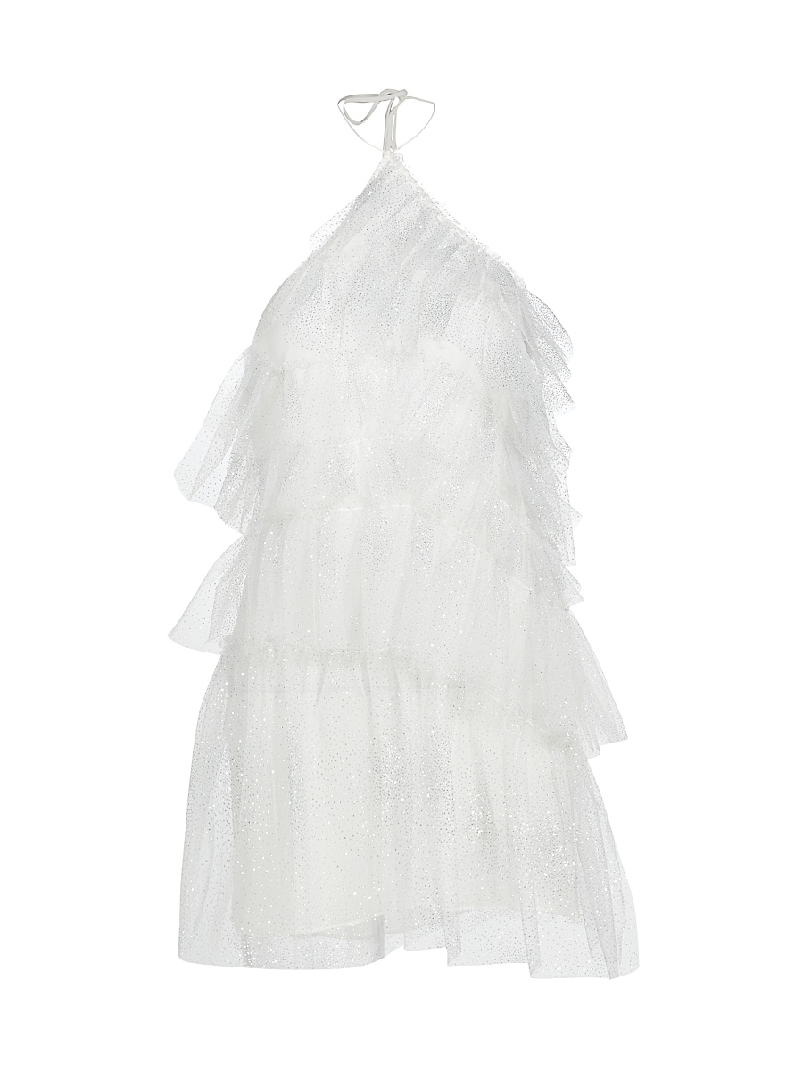 Women's Sparkle Lou Tulle Halter Minidress - Sparkle Blanc