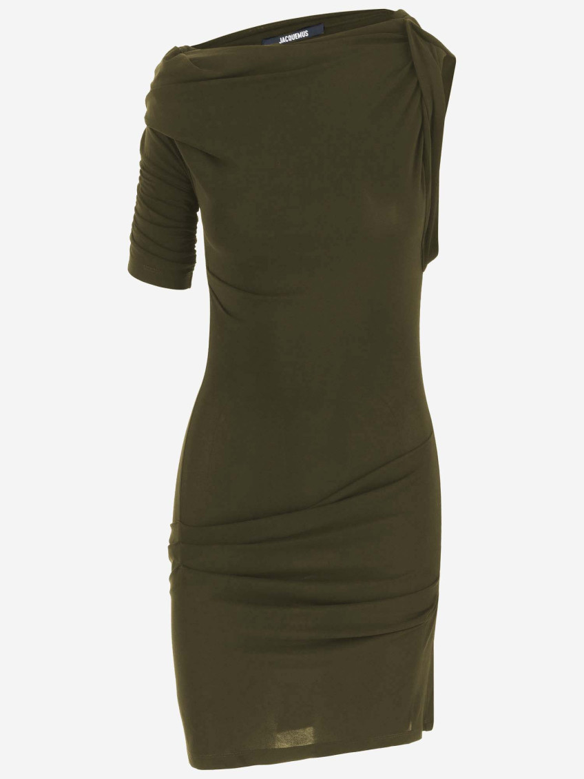 Jacquemus - one shoulder ruched fitted short sleeve dre