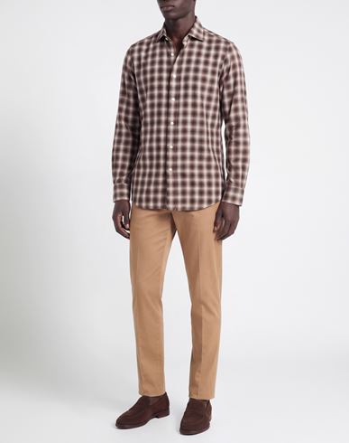 Man Shirt Dark brown Size 15 ¾ Cotton, Viscose