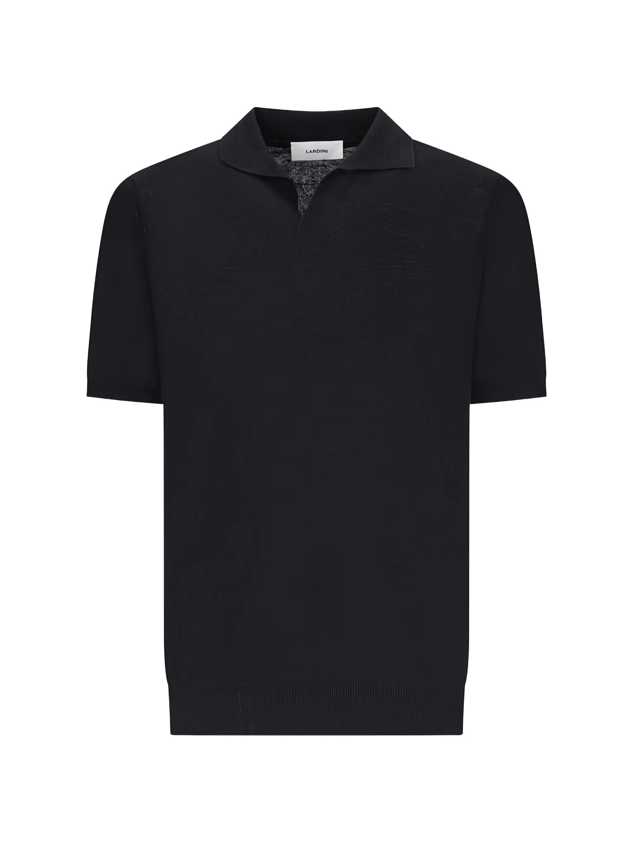 Linen-Cotton Notched Neck Short-Sleeve T-Shirt with Ribbed Hems