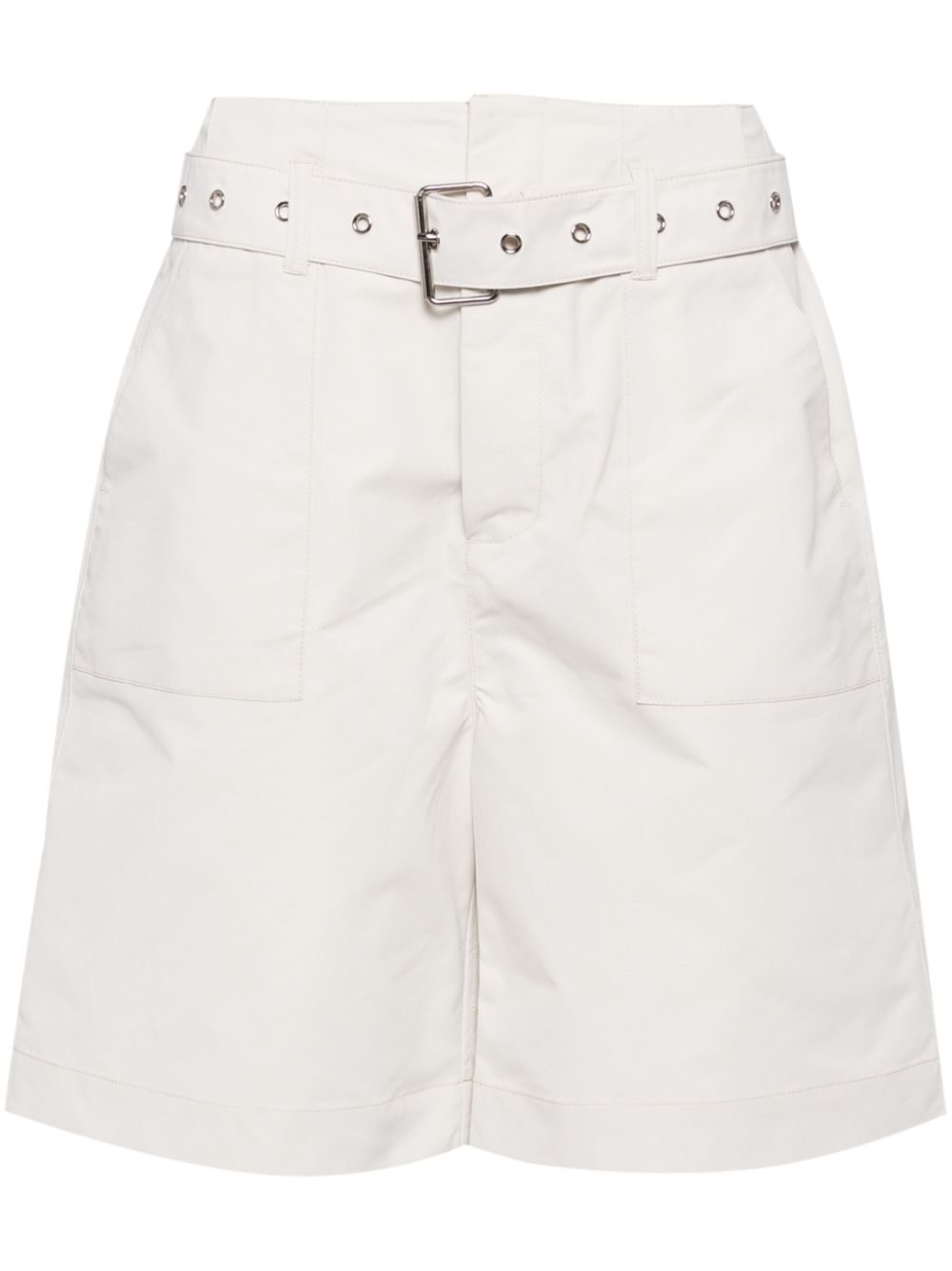 Knee-length twill shorts - White
