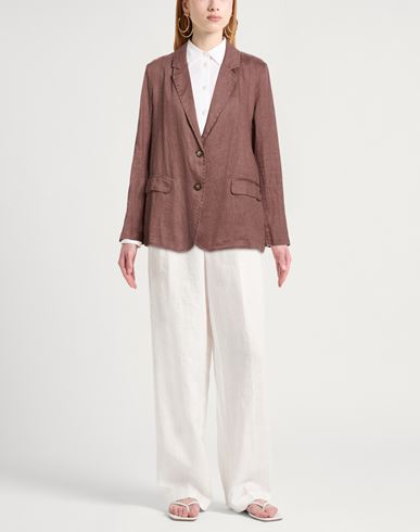 Woman Blazer Chocolate brown Size 10 Linen