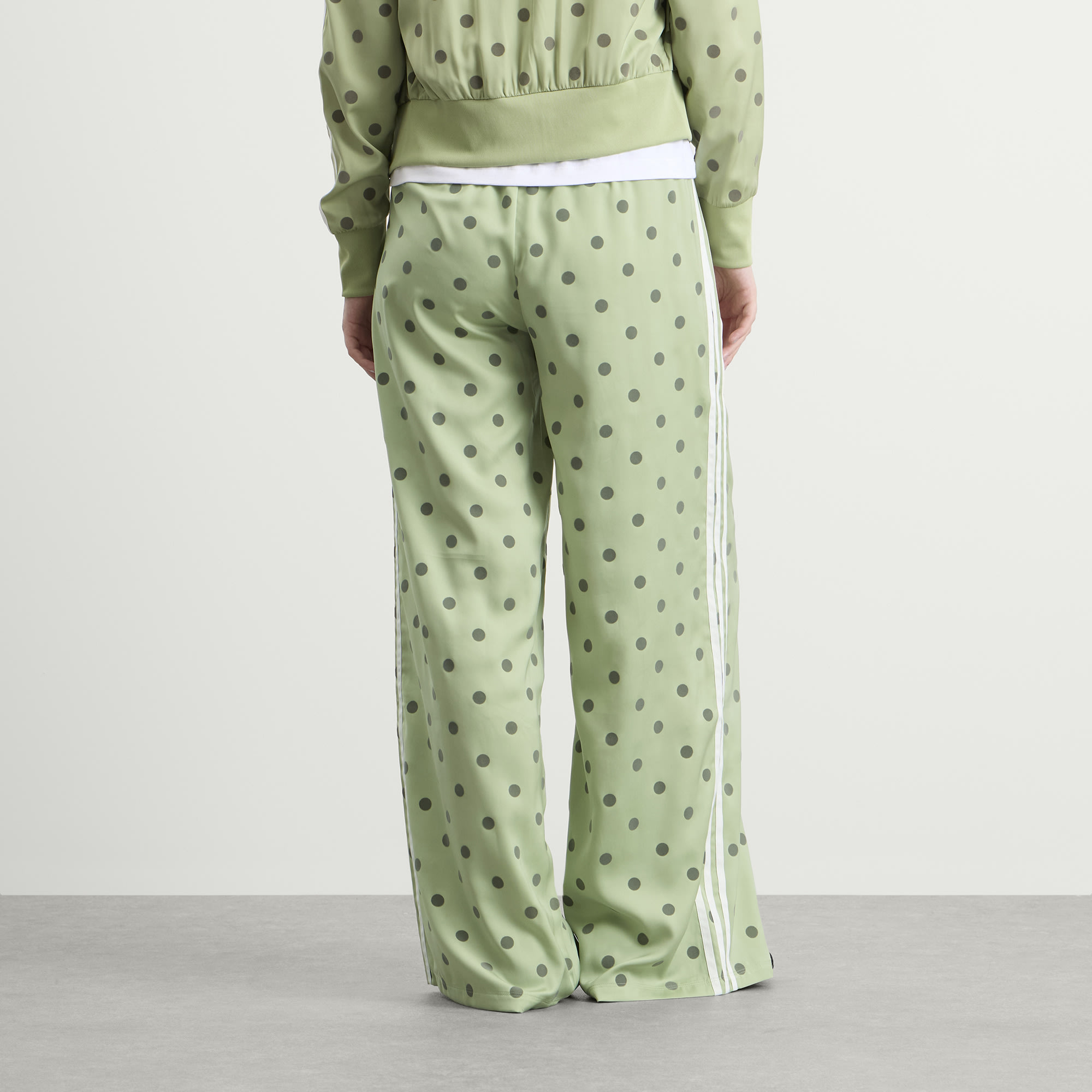 Women's Satin Polka Dots Wide Leg Pant in Magic Lime