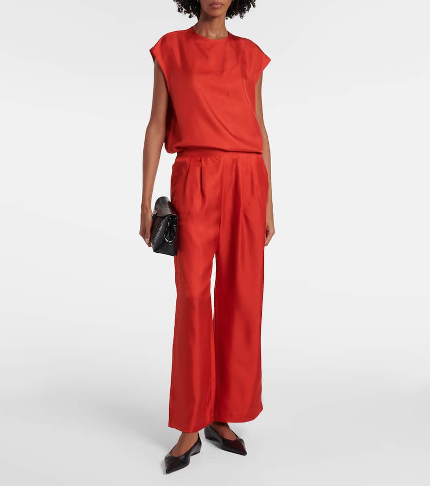 Isola silk twill wide-leg pants