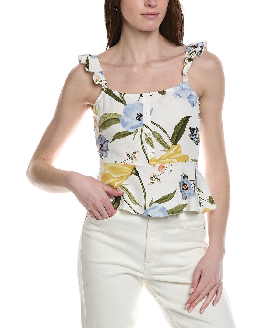 Ruffle Linen-Blend Tank