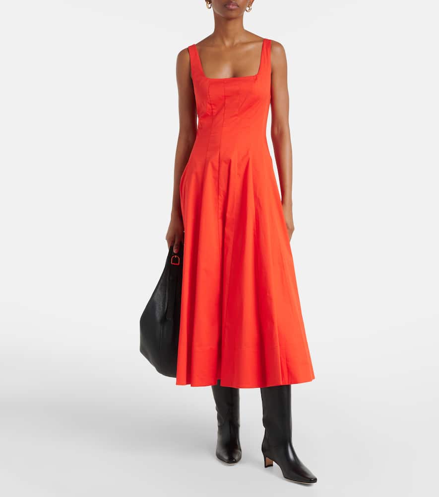 Wells cotton poplin midi dress