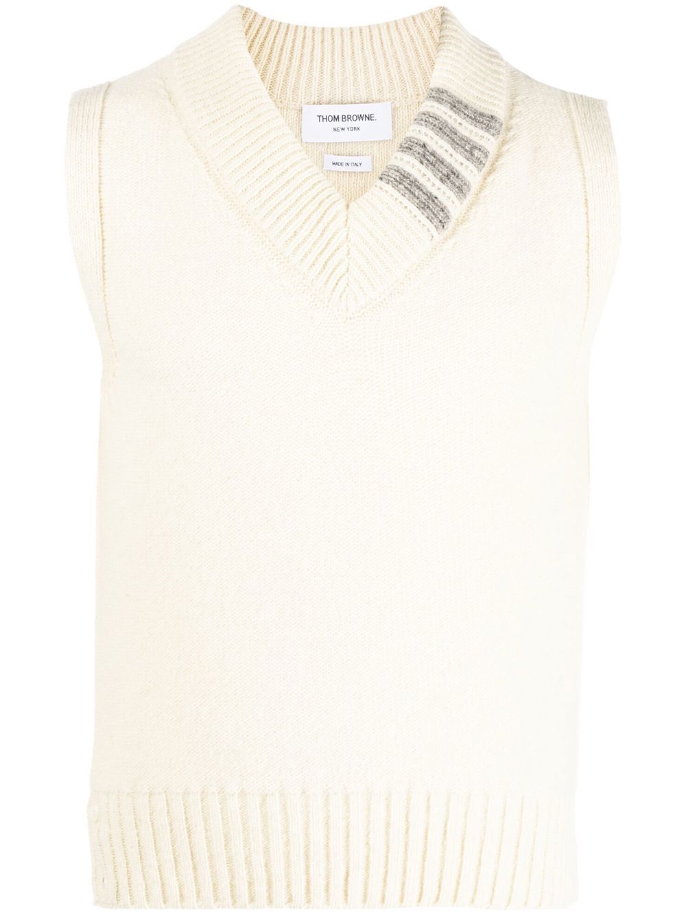 4-Bar stripe knit vest - White