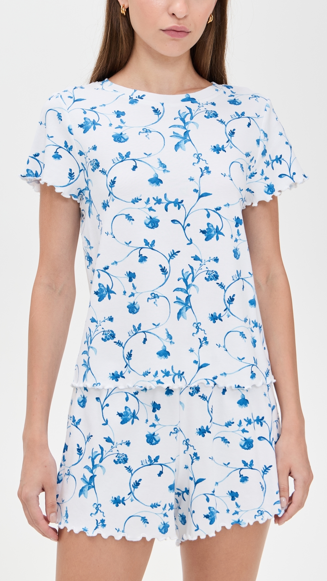 The Nina Short Pajama Set Blue Botanical