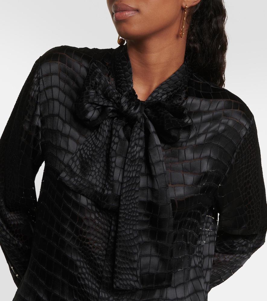 Tie-neck devoré shirt