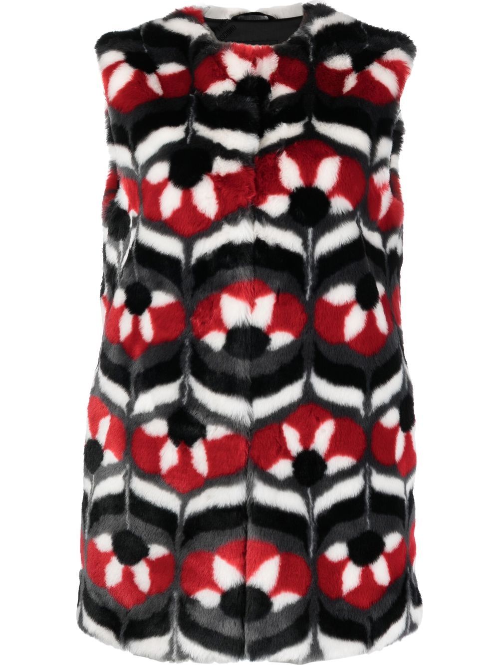 Geometric faux-fur gilet - Black
