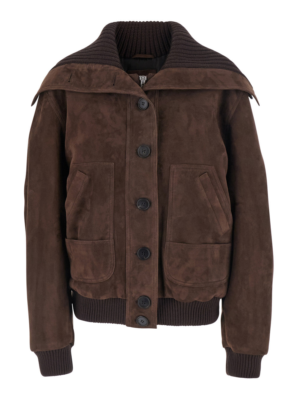 Suede Bomber Bomber Jacket — Brown