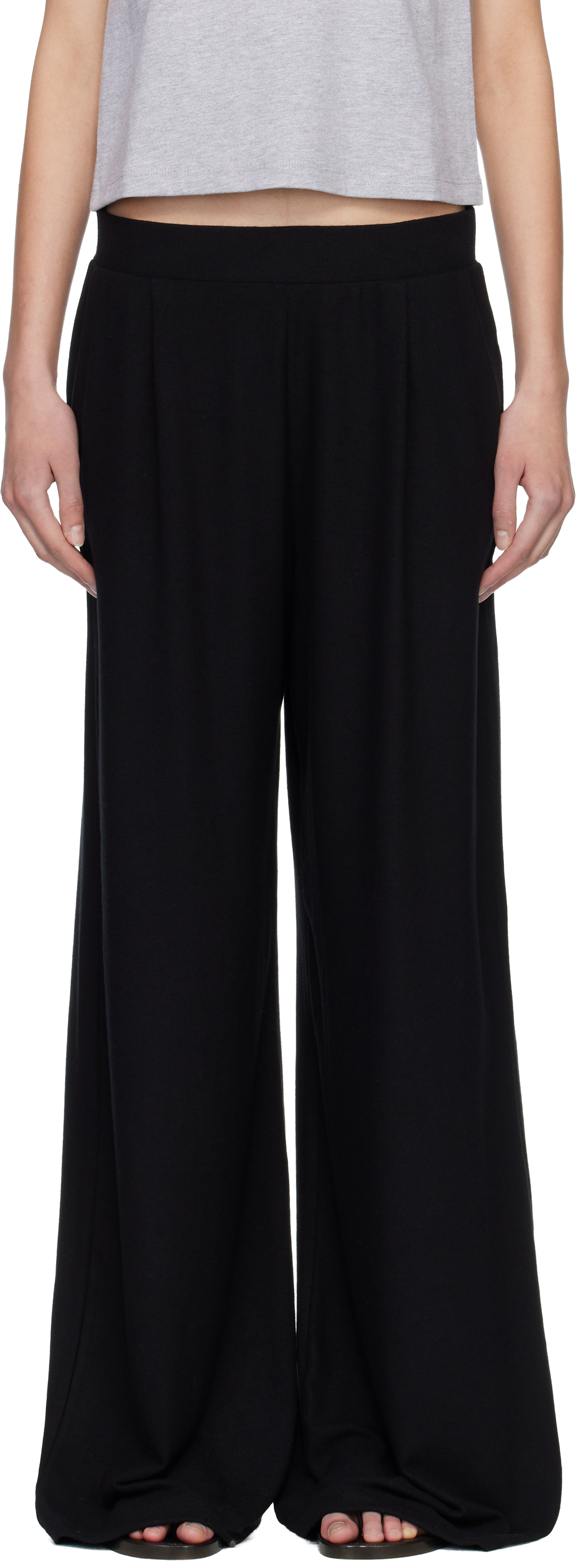 Black Lauren Pleated Pocket Trousers