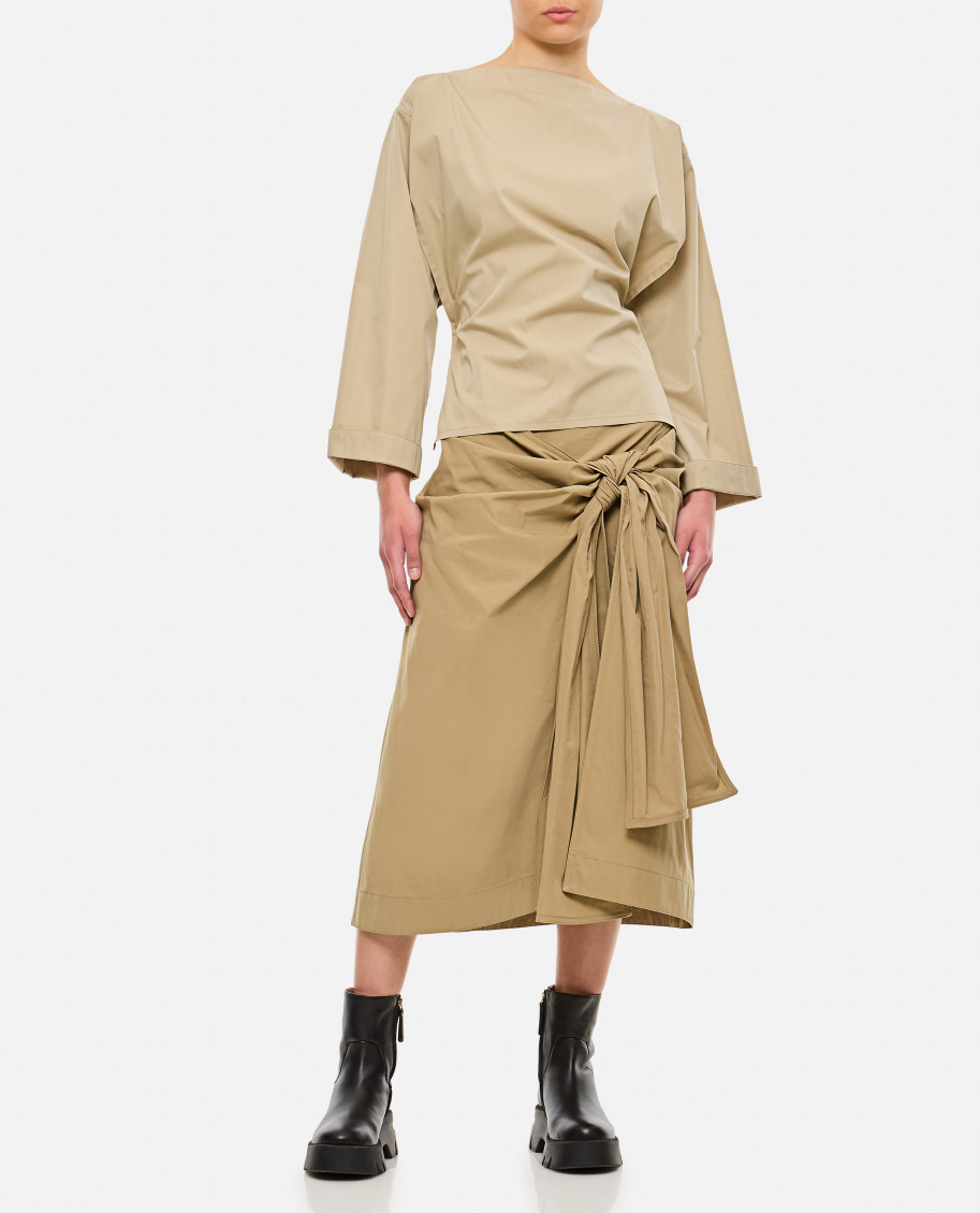 Asymmetric Hem Midi Skirt