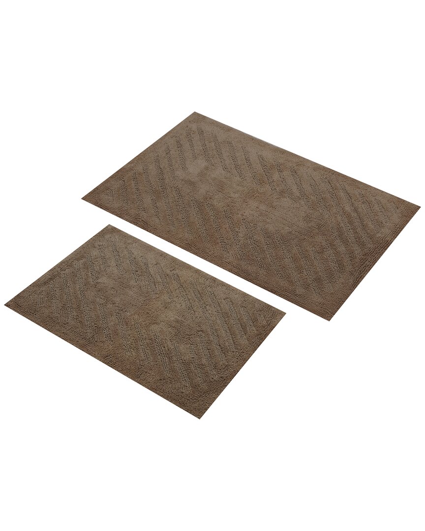 Set Of 2 Diagonal Racetrack Cotton Bath Rugs
