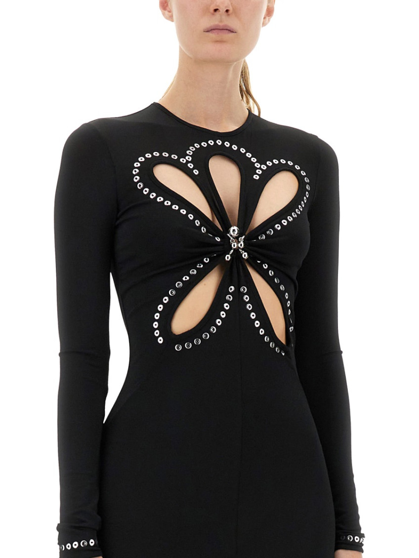 Black Embellished Round Neck Maxi Dress