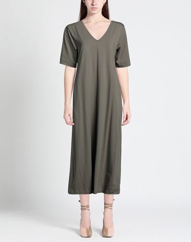 Alpha Studio Woman Midi dress Khaki Size 4 Cotton, Elastane