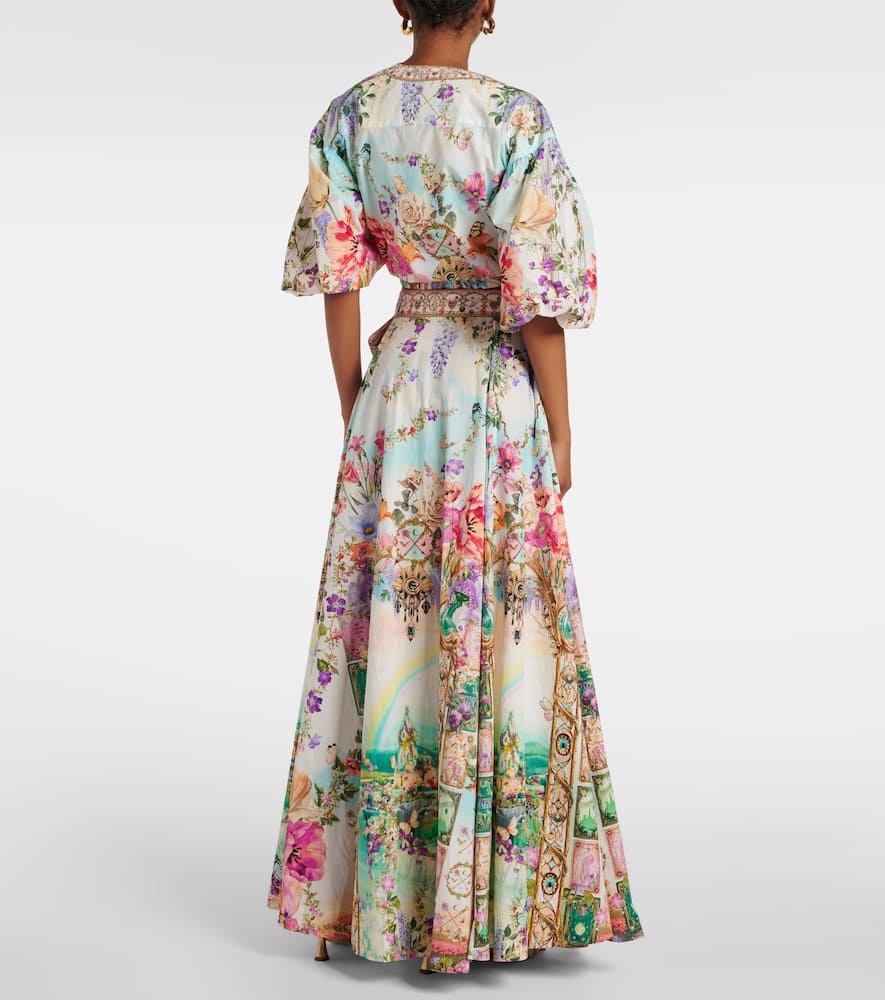Camilla Tie-front puff-sleeve crop top