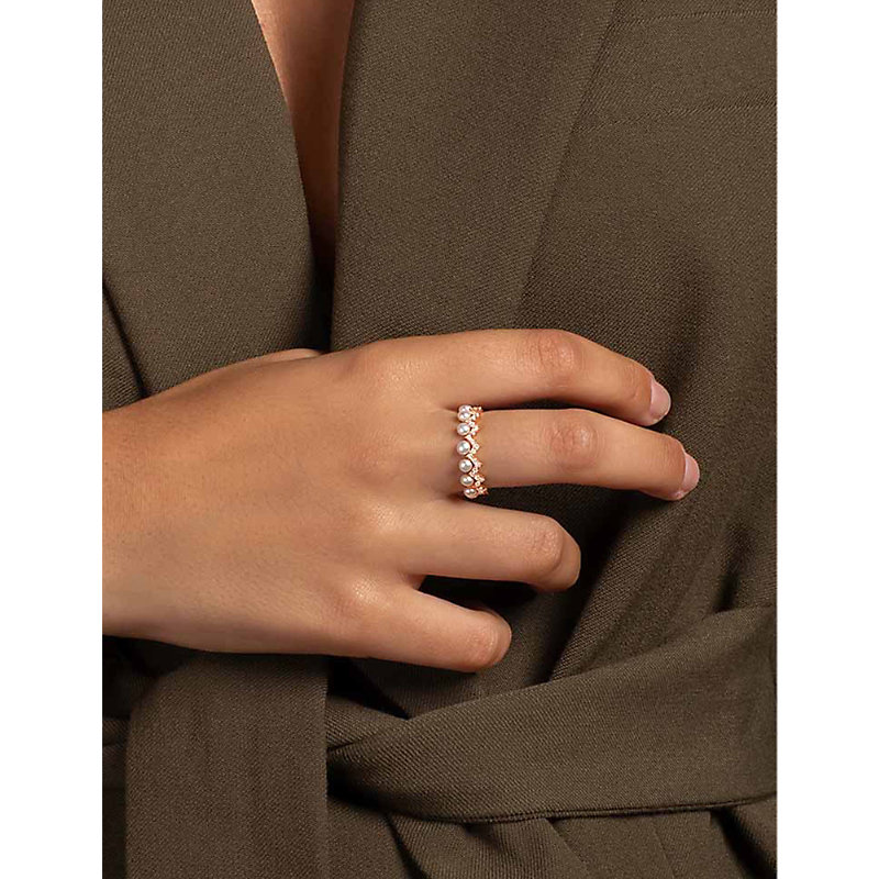 Womens Rose Gold Up and Down Rose-alloy and Pearl Ring
