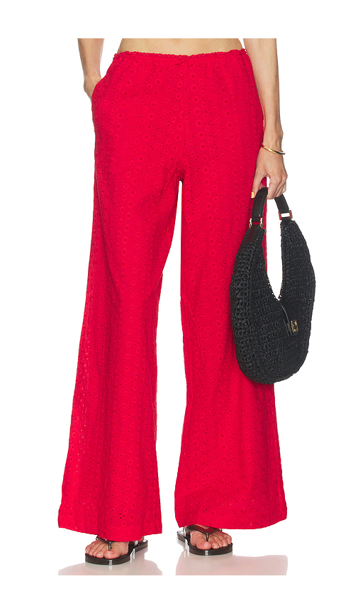 NIA x REVOLVE Eyelet Pant in Red. - L also in M, S
