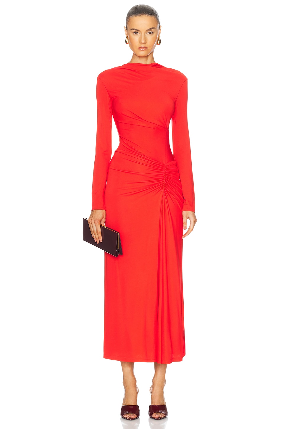 SIMKHAI Ferrera Longsleeve Midi Dress in Black - Black. 0 also