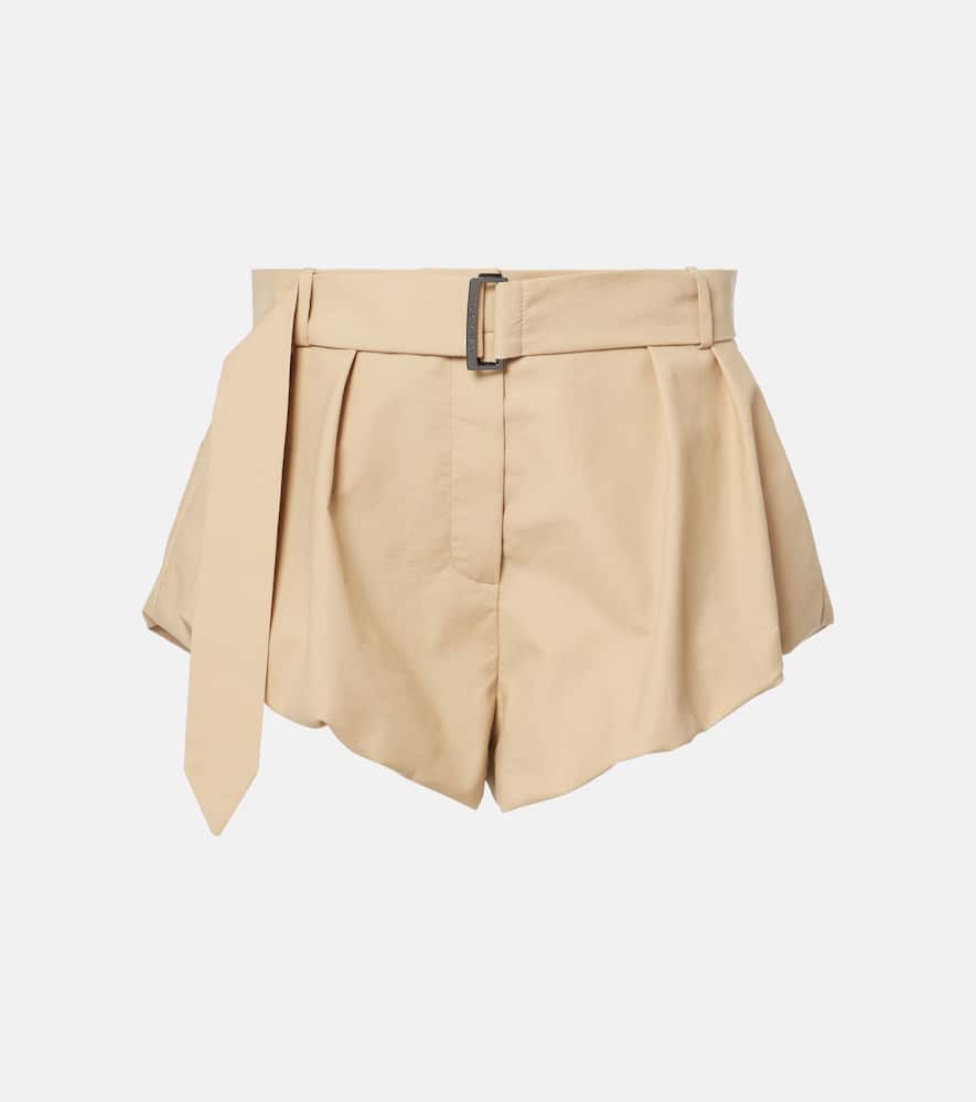 High-rise cotton-blend shorts