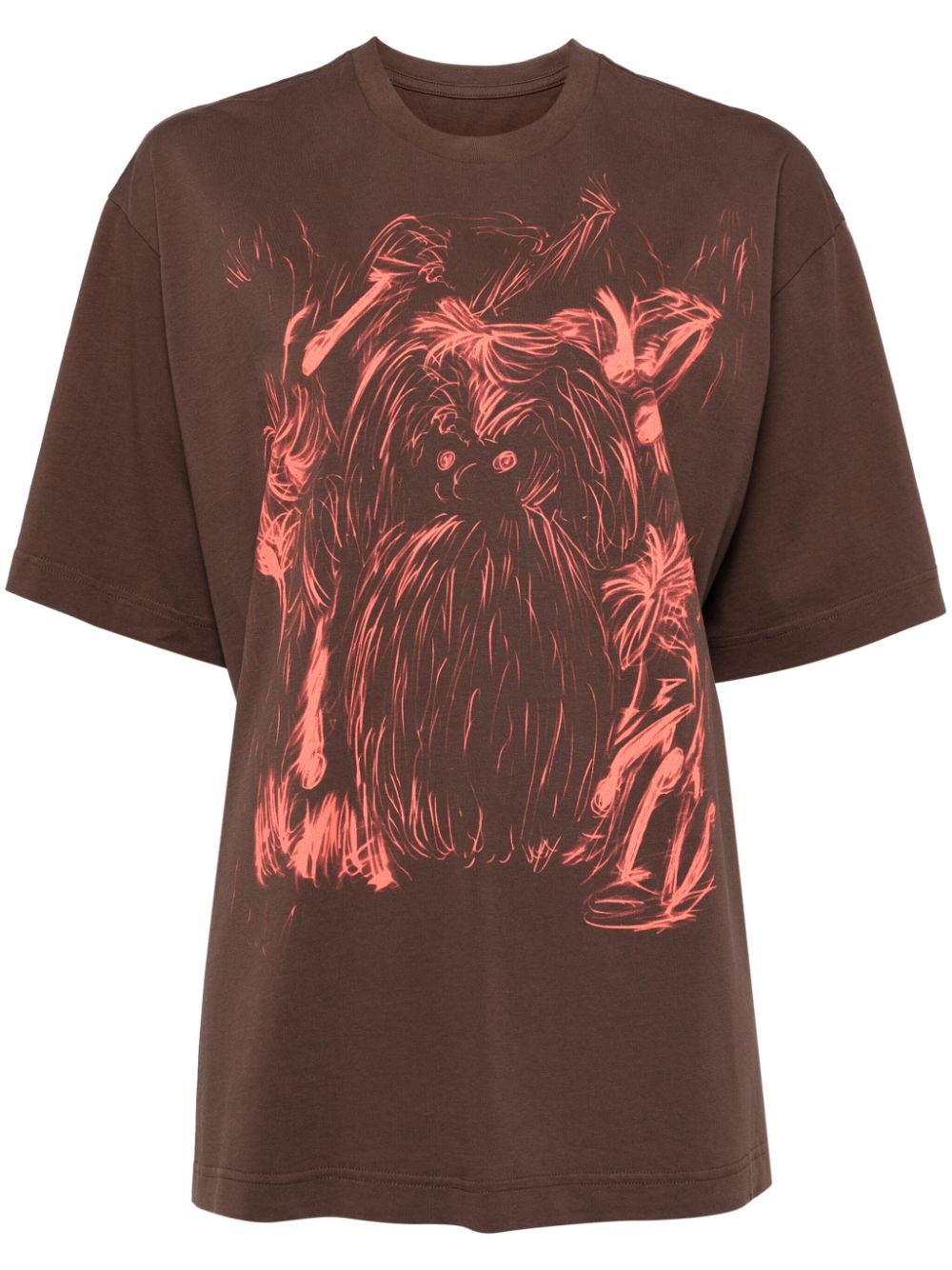 Graffiti-printed T-shirt - Brown