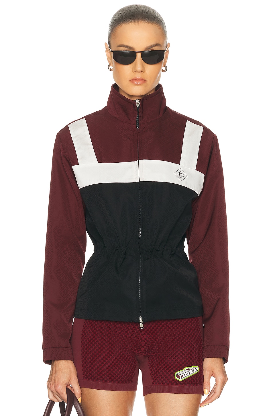 Casablanca Monogram Windbreaker in Burgundy Black & White - Burgundy. L also in