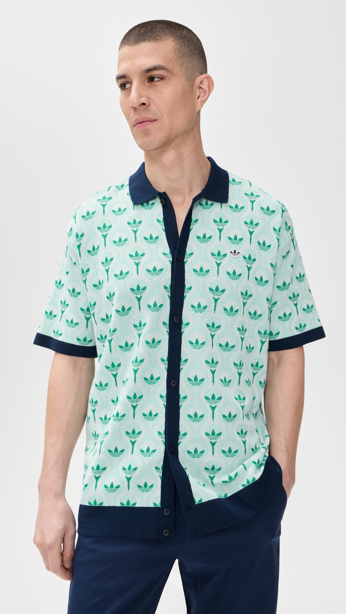 Originals Knit Polo White/Clear Mint/Court Green