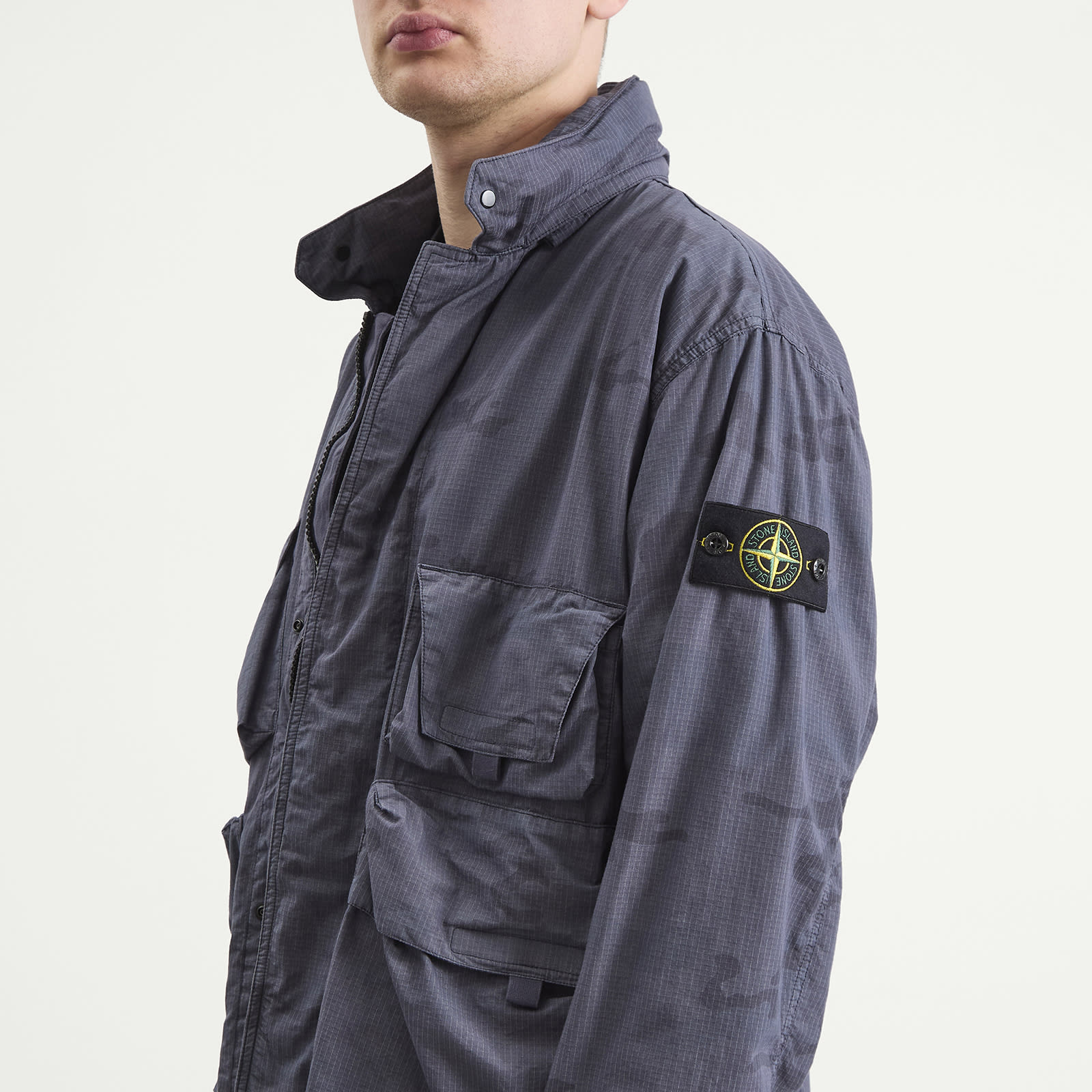 Men's Faded Camo Ripstop-TC Field Jacket in Blue Grey