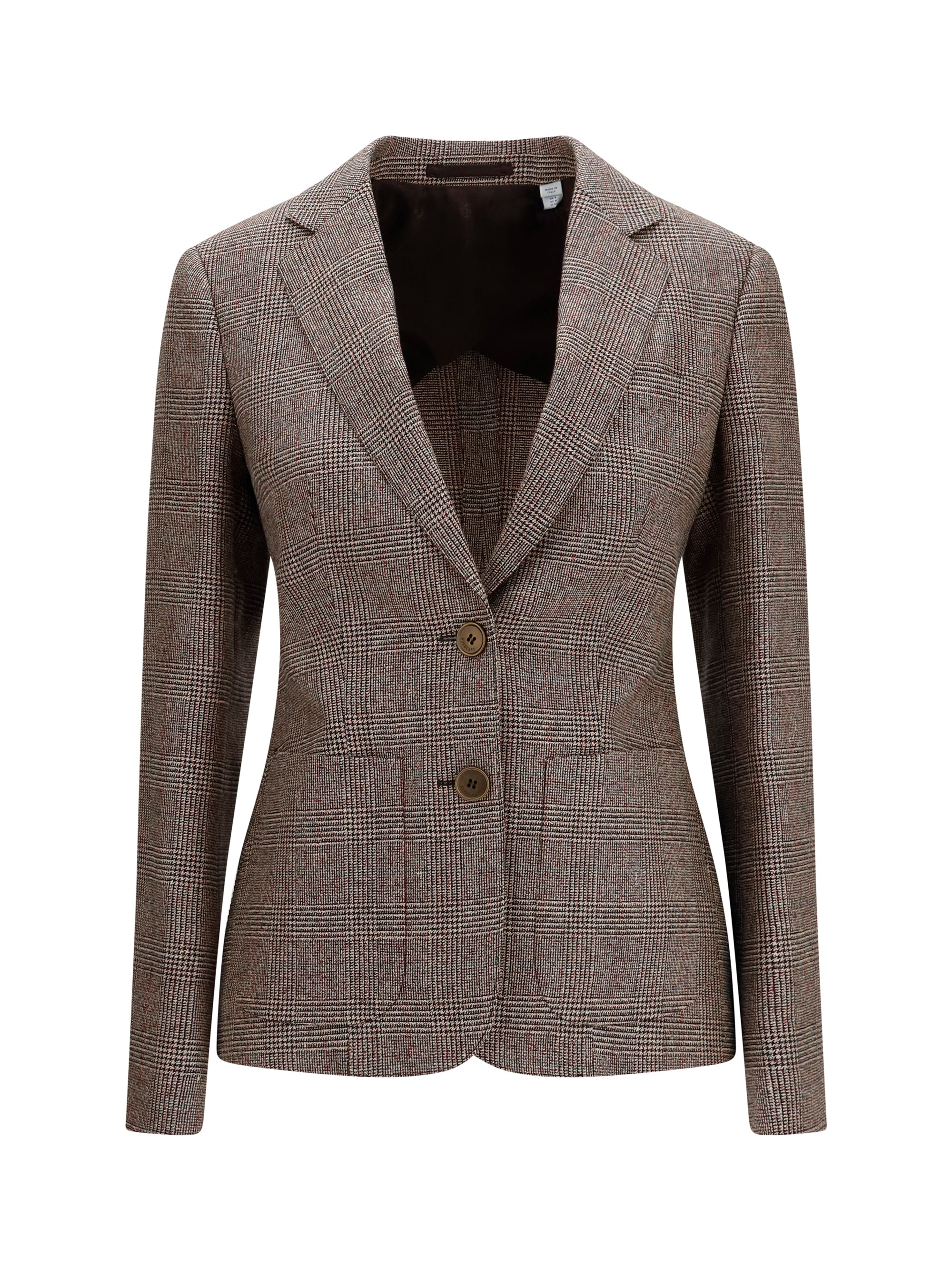 Wool and Linen Check Blazer — Beige