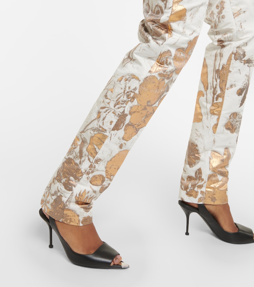High-rise brocade slim pants