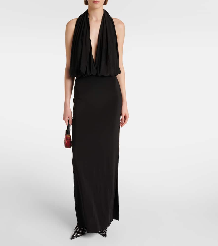 Draped halterneck jersey gown
