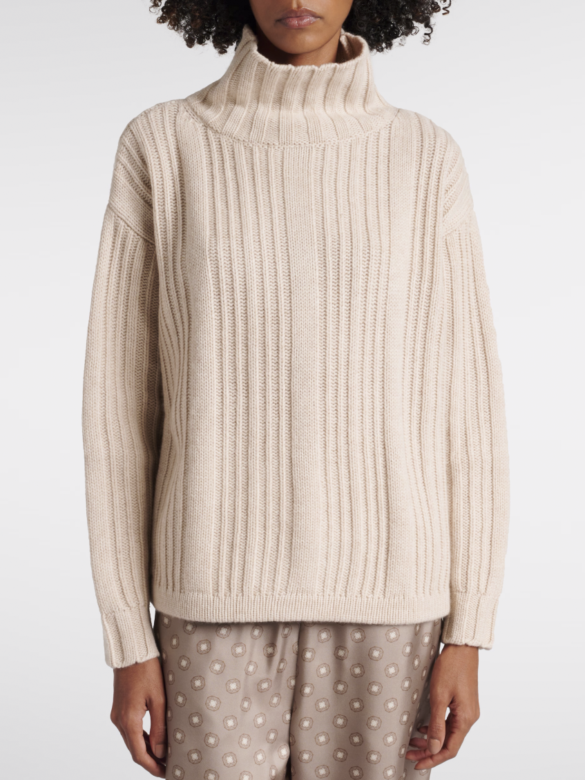 Beige Vitalba Polo-neck Jumper
