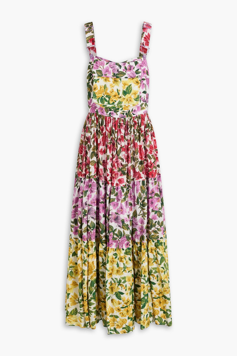 Tiered floral-print satin-crepe maxi dress - Multicolor - XXS