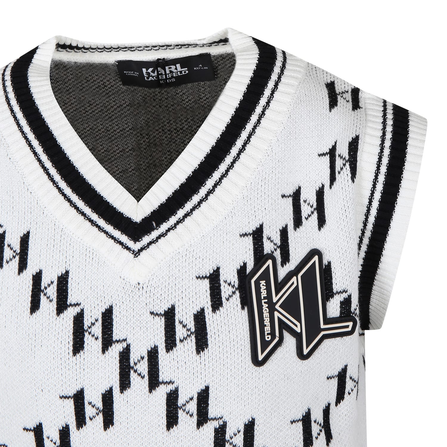 Monogram cotton knitted vest - White