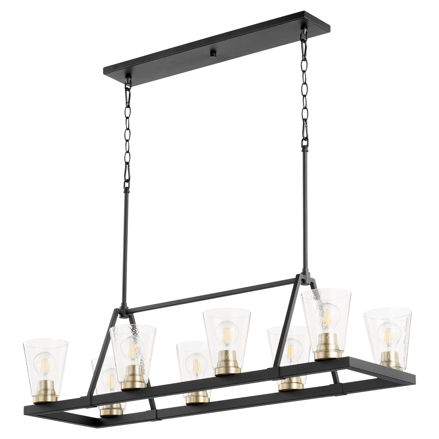 Paxton 8-Light Chandelier in Textured Black w with Aged Bra