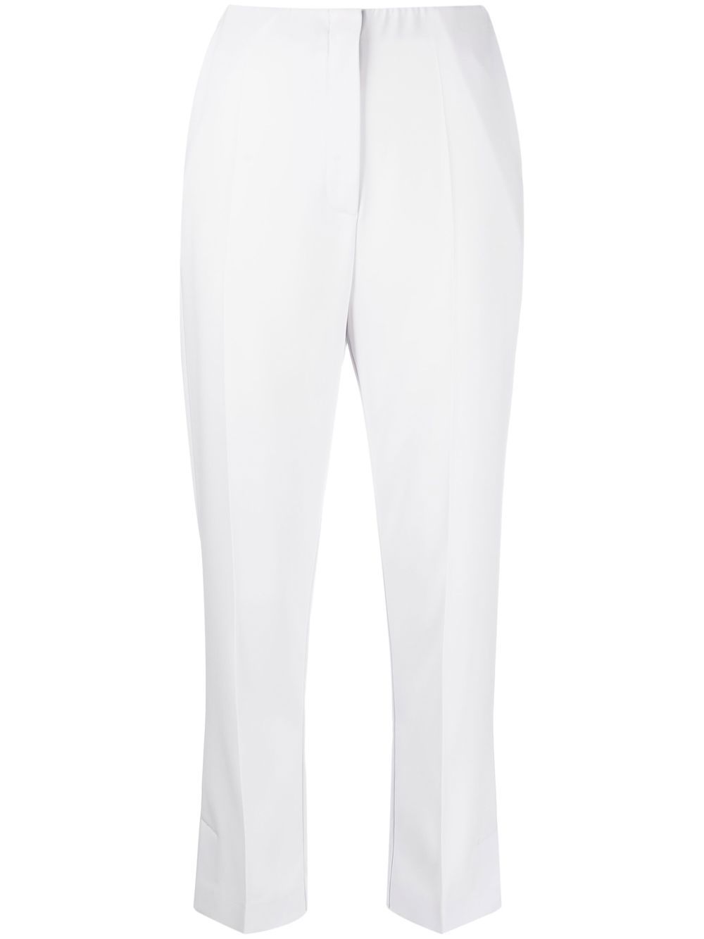 Cropped slim-cut crepe trousers - Purple
