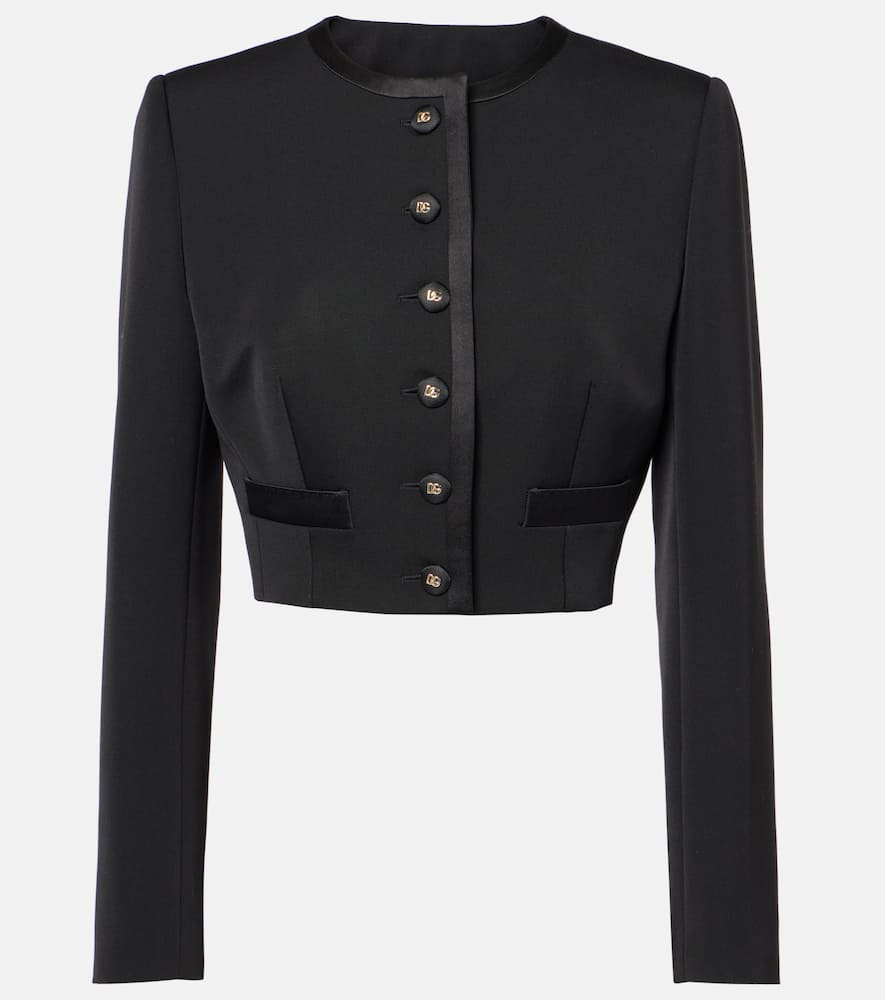 Cropped wool-blend jacket