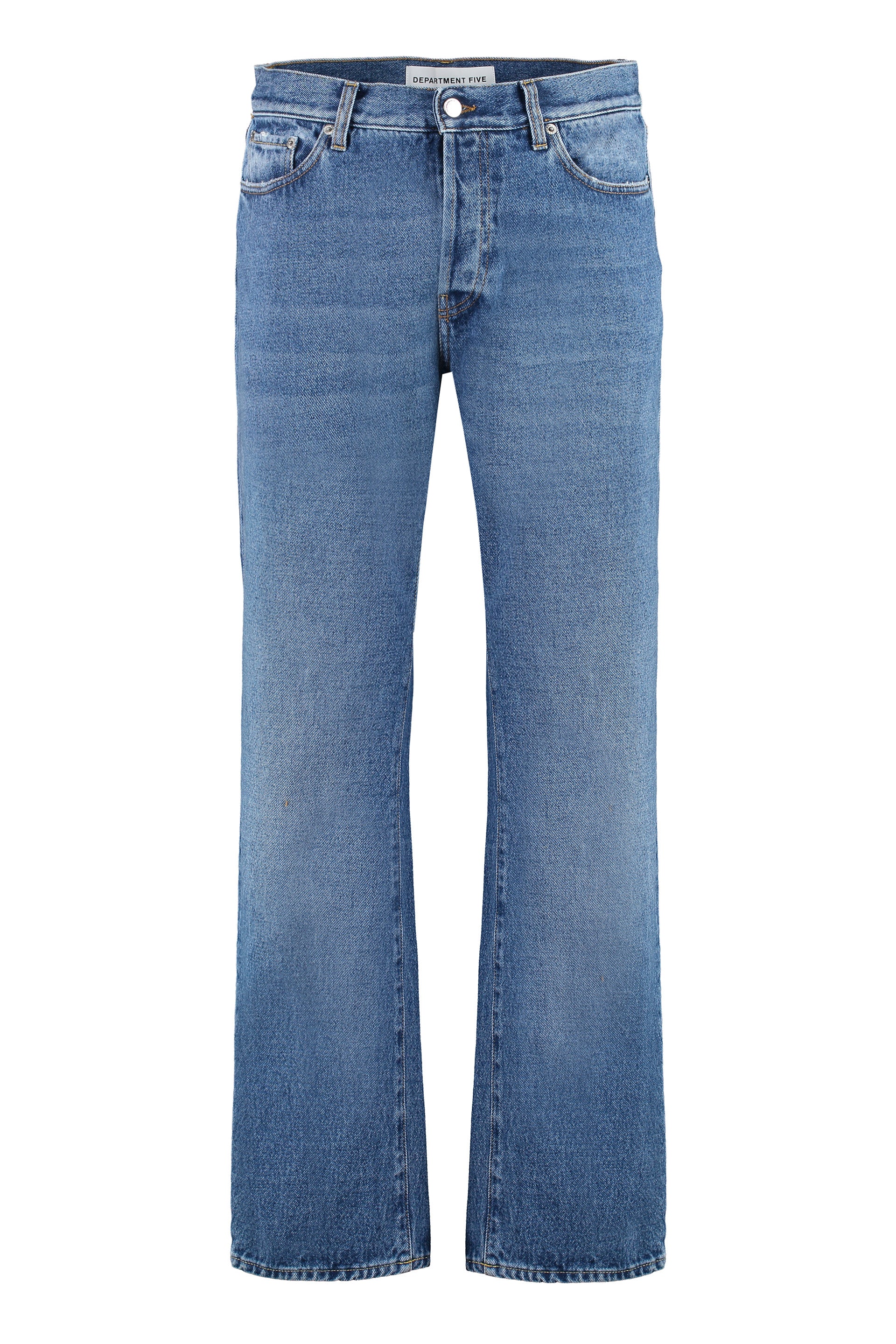 Men's 5-Pocket Straight-Leg Jeans with Contrast Stitching
