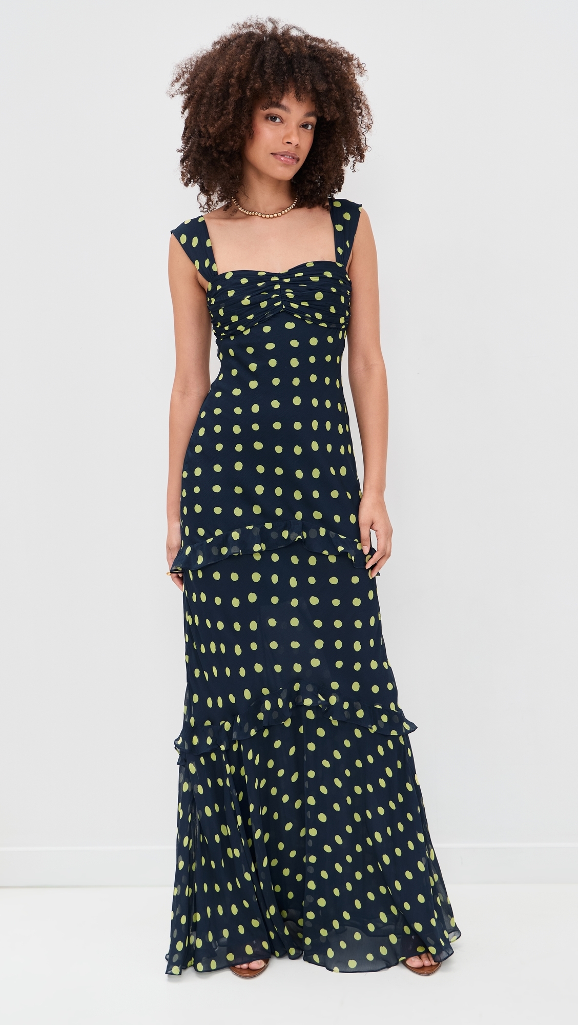 Selma Long Dress Polka Lemon