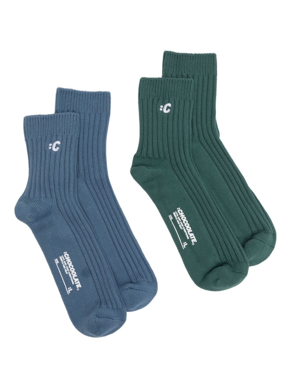 Letter-embroidered socks (set of two) - White