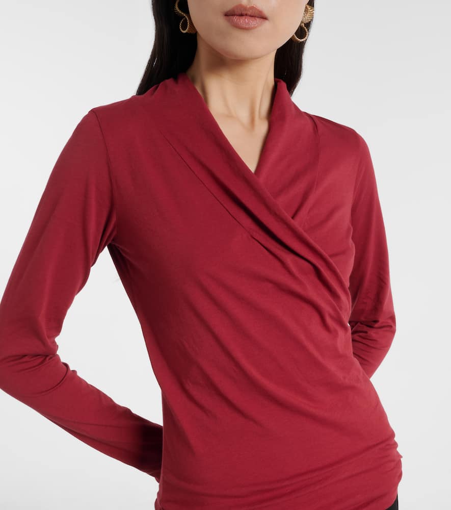 Meri cotton-blend jersey wrap top