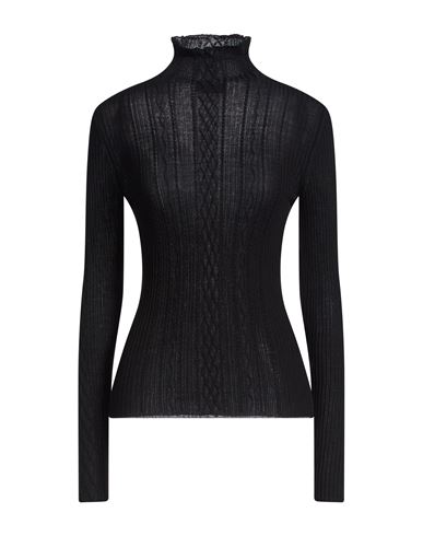 Woman Turtleneck Black Size L Merino Wool